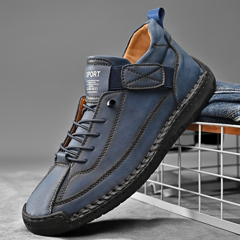 Tênis masculino com cadarço – Sapatos casuais de caminhada até o tornozelo – Confortáveis e respiráveis