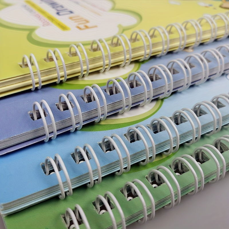 4PCS Students Grooved Copybook Preschool Hard Pen Full English Copybook 18.8*13.2CM \u002F 7.4*5.2 Inch