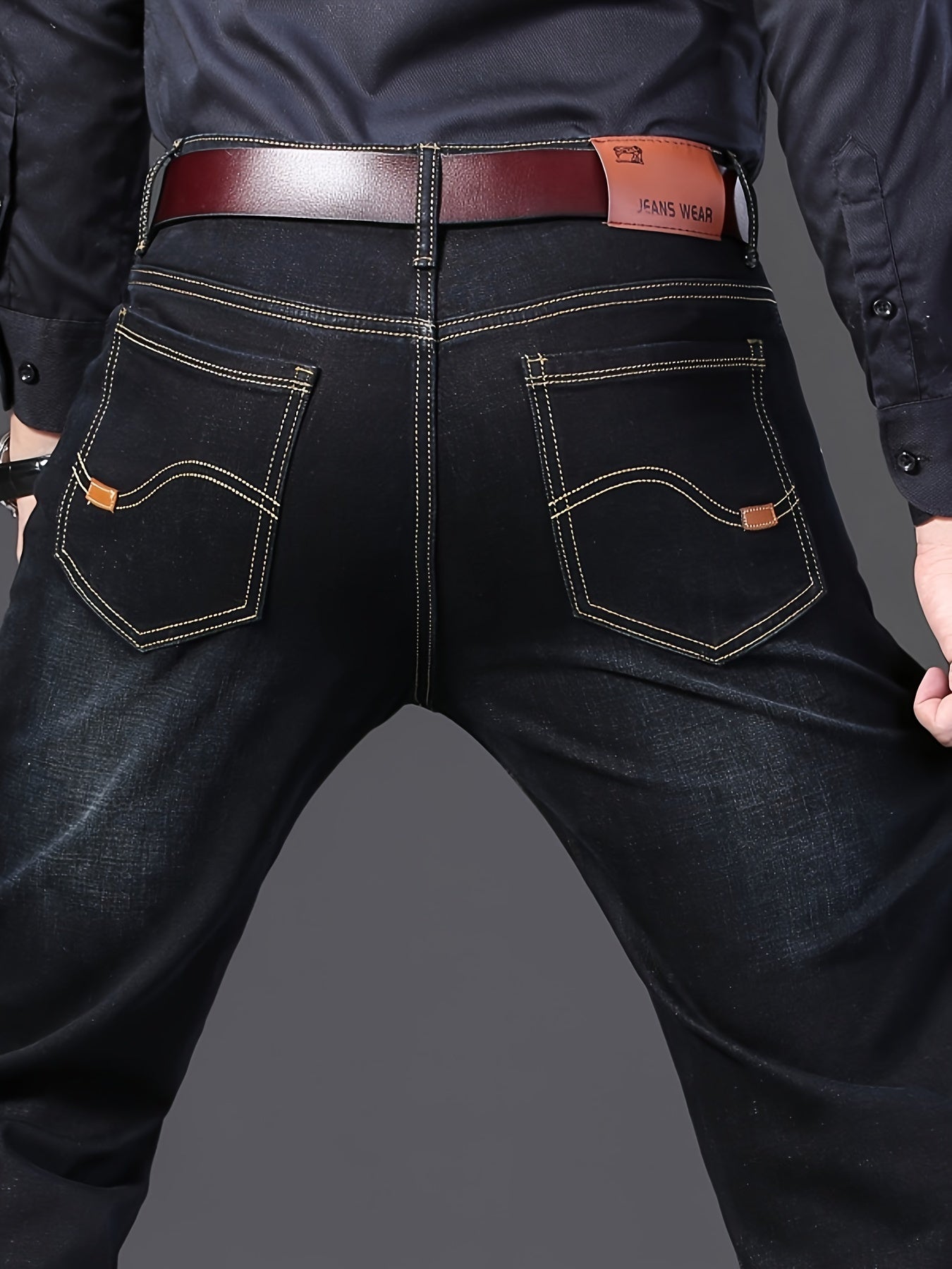 Men's Semi-formal Jeans, Chic Classic Design Stretch Jeans For Business