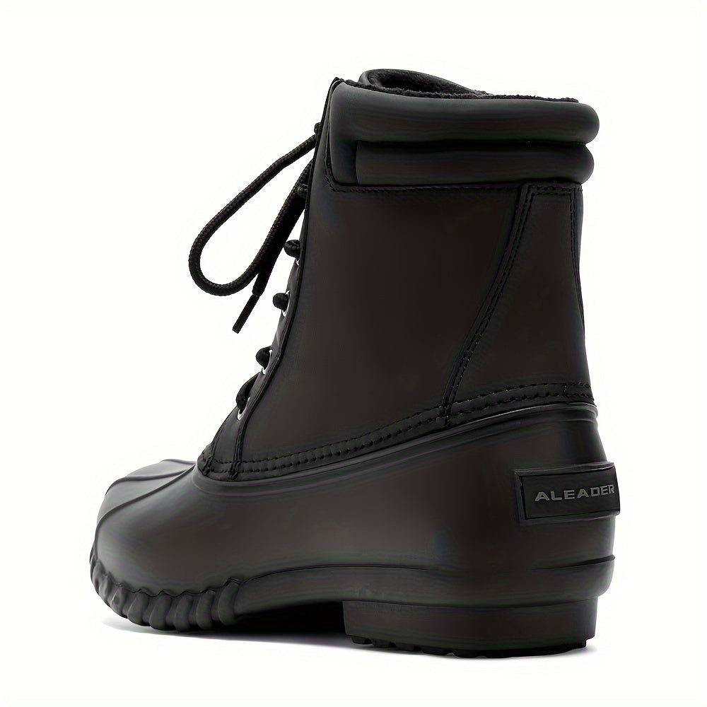 Botas de neve sólidas masculinas, lã quente aconchegante antiderrapante botas de tornozelo de pelúcia confortável ao ar livre sapatos de caminhada forrados, inverno