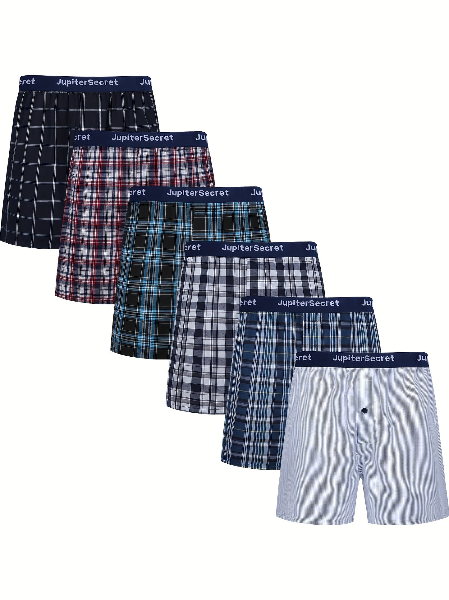 JupiterSecret 6\u002F10 Pcs Men's Woven Boxer Shorts Elastic Waistband Random Color