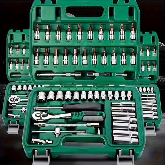 53pcs\u002Fset Home Repair Tools Kit, Outdoor Repair Tool, Quick Ratchet, Wrench And Furniture Repair, Multi-tool Box