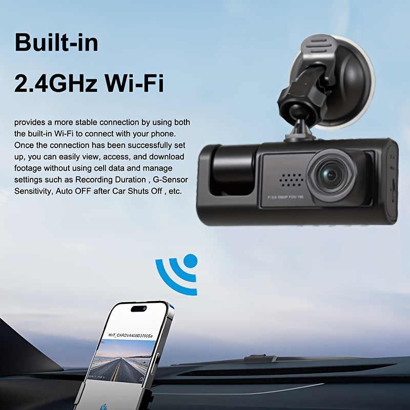 3 Channels WiFi Dash Cam For Cars Camera 1080P Video Recorder Rear View Camera For Vehicle Car DVR Car Accessory