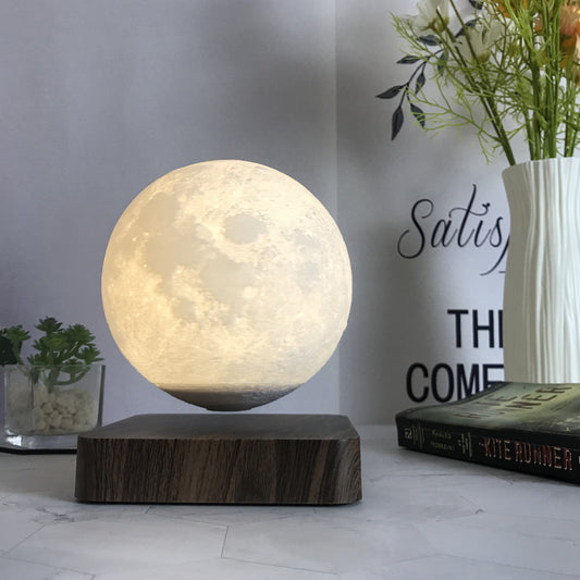 Levitating Moon Lamp Magnetic Floating Night Light Unique Levitation Bedside Table Lamp Creative Desk 3D Printing LED Light With For Office Bedroom Home Decorations(3 Colors Modes)