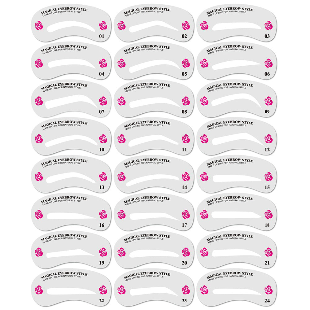 24 Styles Eyebrow Shaping Stencils - Grooming Kit for Women - Perfect for Beauty Modeling and Makeup Application