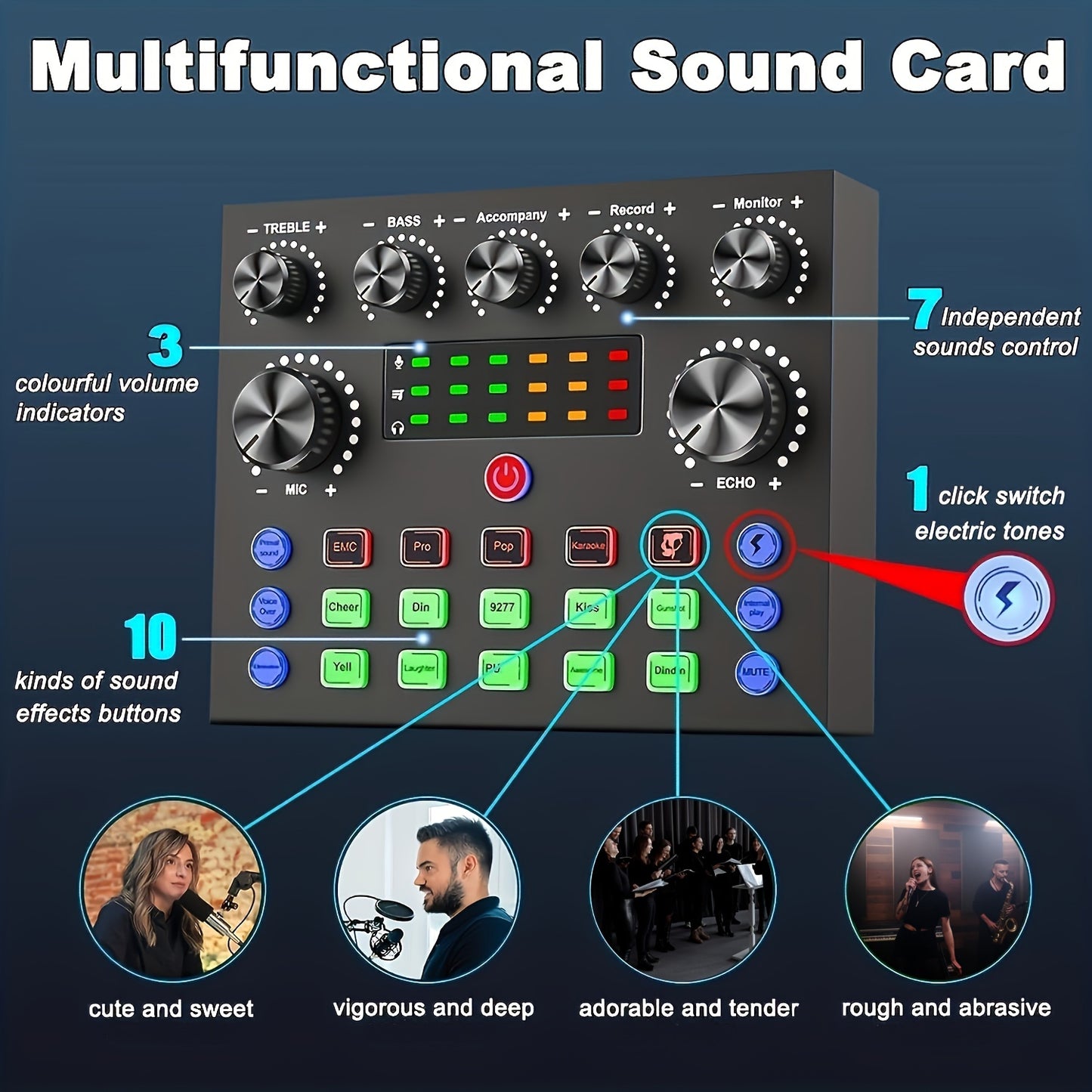 Pacote de equipamentos de podcast, com microfone de podcast BM800 e placa de som V8, trocador de voz - interface de áudio - perfeito para gravação, canto, streaming e jogos