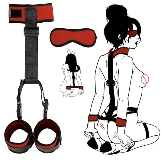 BDSM Collar Handcuffs With Hand Back Cuffs , Couples Sexual Conditioning, Soft Plush Back Handcuffs Collar