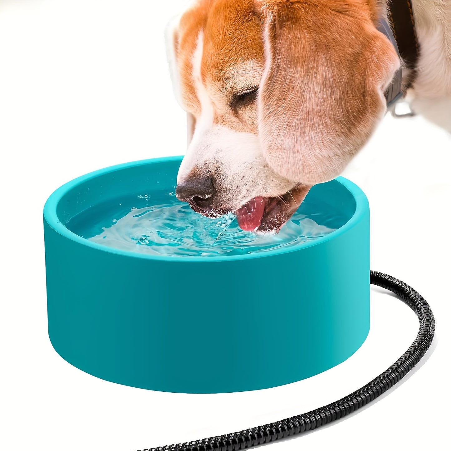 Bacia aquecida água do cão, bacia de alimentação do cão da grande capacidade 108oz com cabo mastigável longo, bacia do animal de estimação do controle de temperatura para a fonte exterior