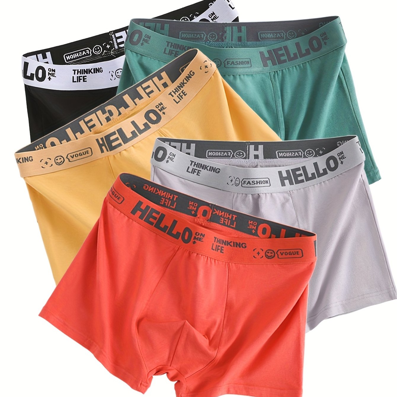 Cuecas boxer elásticas respiráveis de algodão masculino 4 unidades