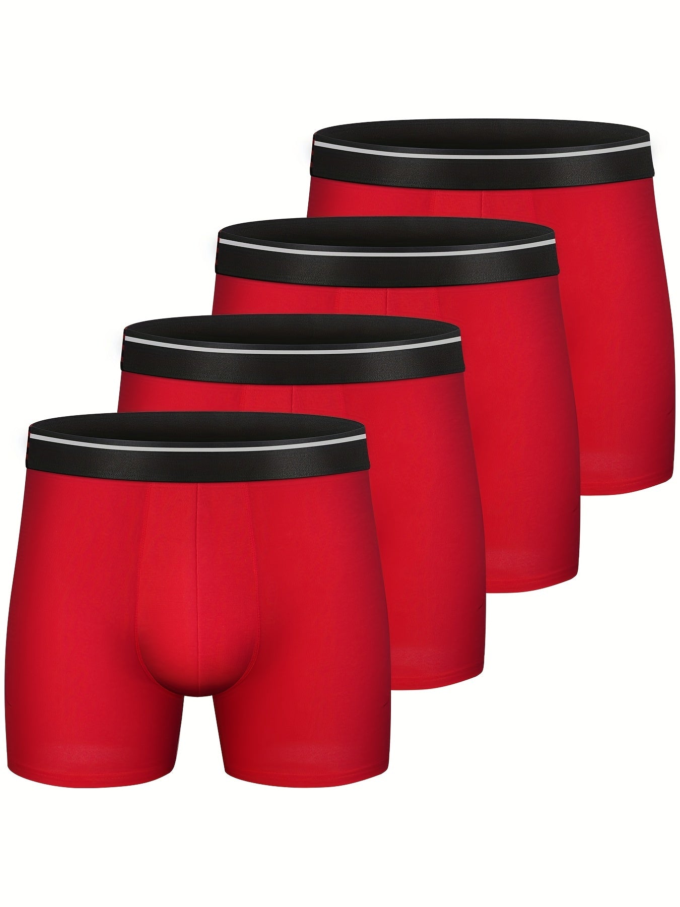 4 Pack Men's Cotton Breathable Comfortable Soft Stretchy Plain Color Boxer Briefs Underwear