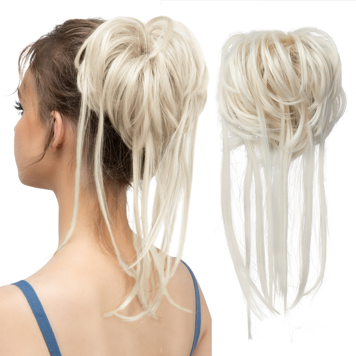 Peça de cabelo bagunçado para mulheres, super longo, desgrenhado, updo, scrunchies, sintético, ondulado, cacheado, extensão de rabo de cavalo, acessórios de cabelo