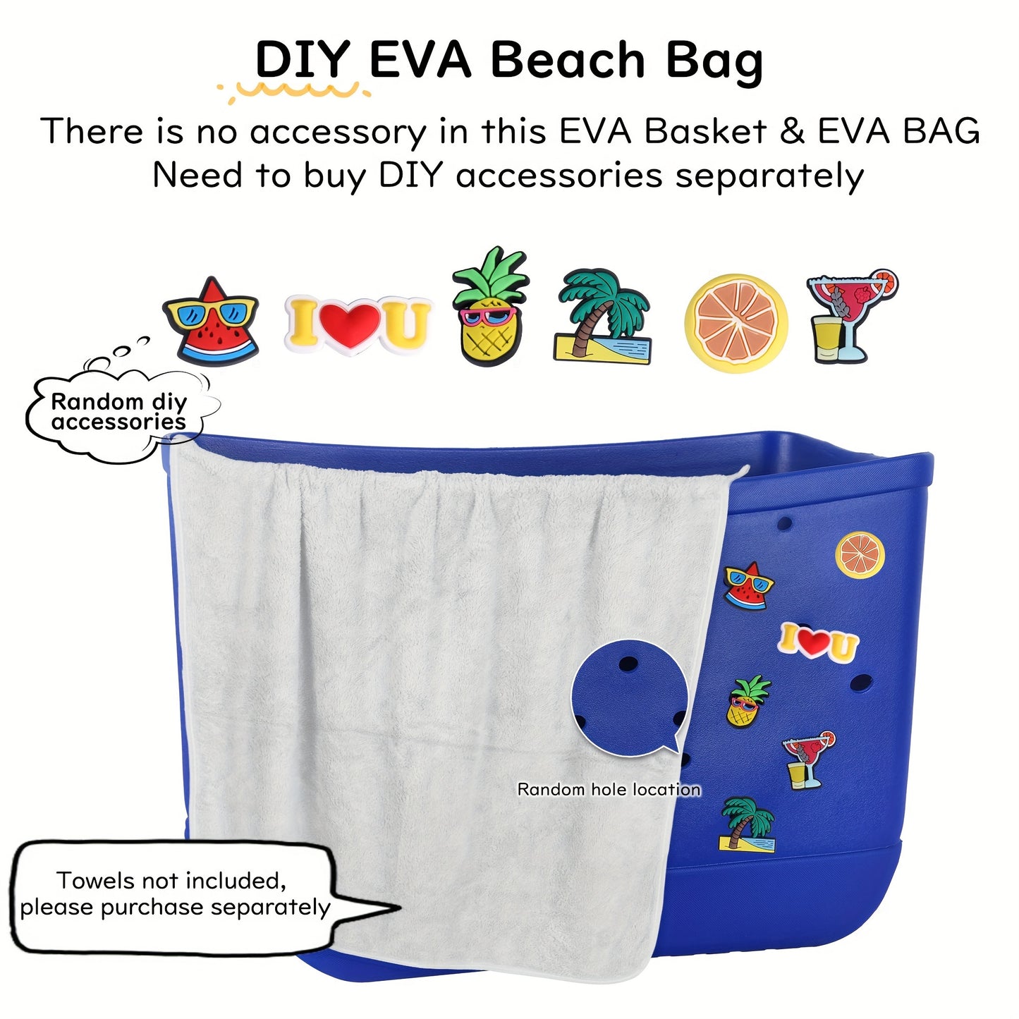 Waterproof EVA Beach Bag, Portable Handbag For Outdoor Sports, Trendy Travel Beach Boat Swimming Tote Bag