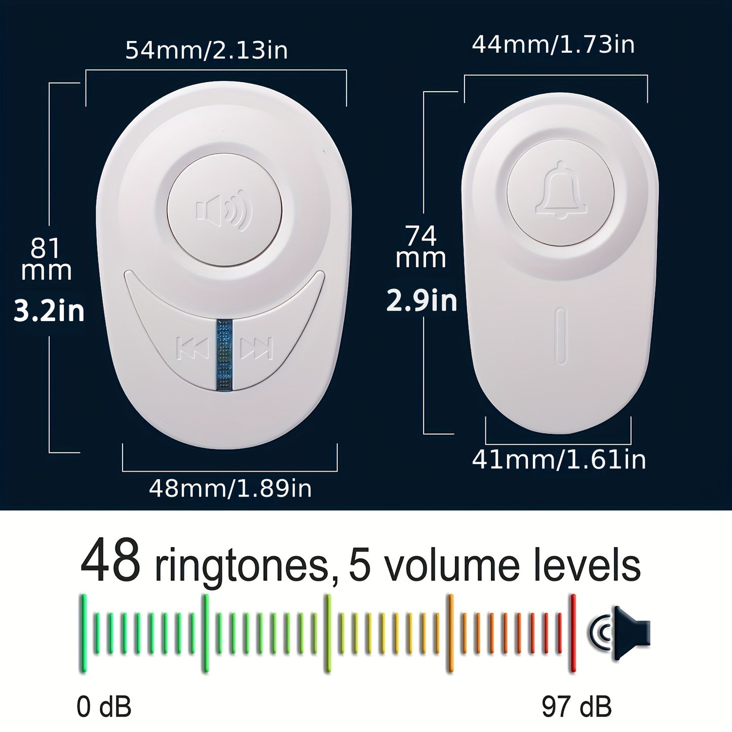 1000 Feet Wireless Doorbell Outdoor Waterproof Smart Home Door Bell US Plug 48 Chords LED Flash Home Classroom Office Security Alarm