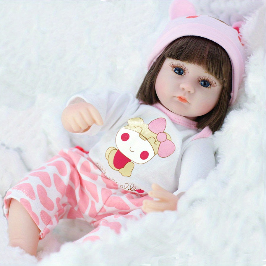 Rebirth Doll Simulation Baby Enamel Soft Glue Doll Children's Educational Toys Gift Standing Size 17in Seating Size 11.4 In , Halloween\u002FThanksgiving Day\u002FChristmas Gift