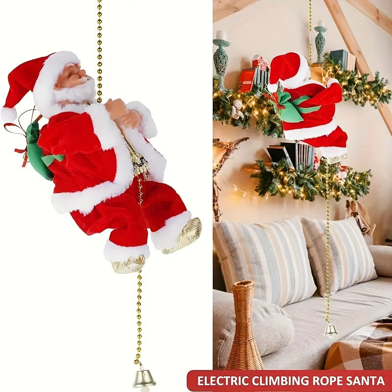 Electric Christmas Ball Climbing And Rope Climbing Elderly Man