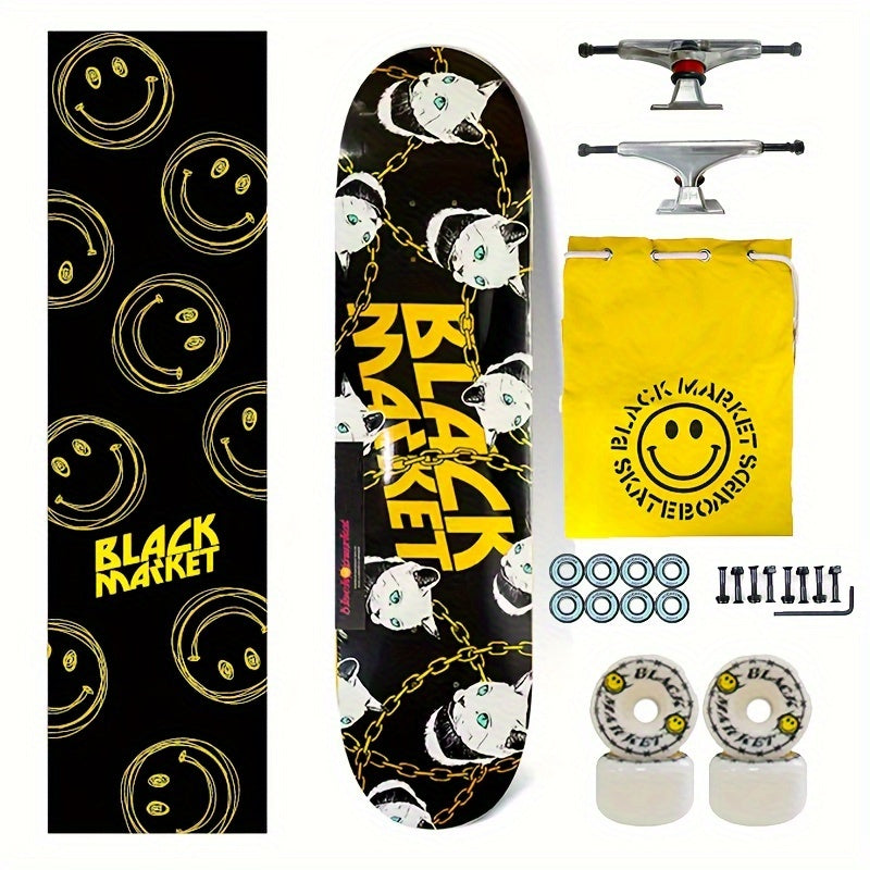 A Complete Set Of Black Market × Chain Cat Full Page Professional Street Park Skateboard
