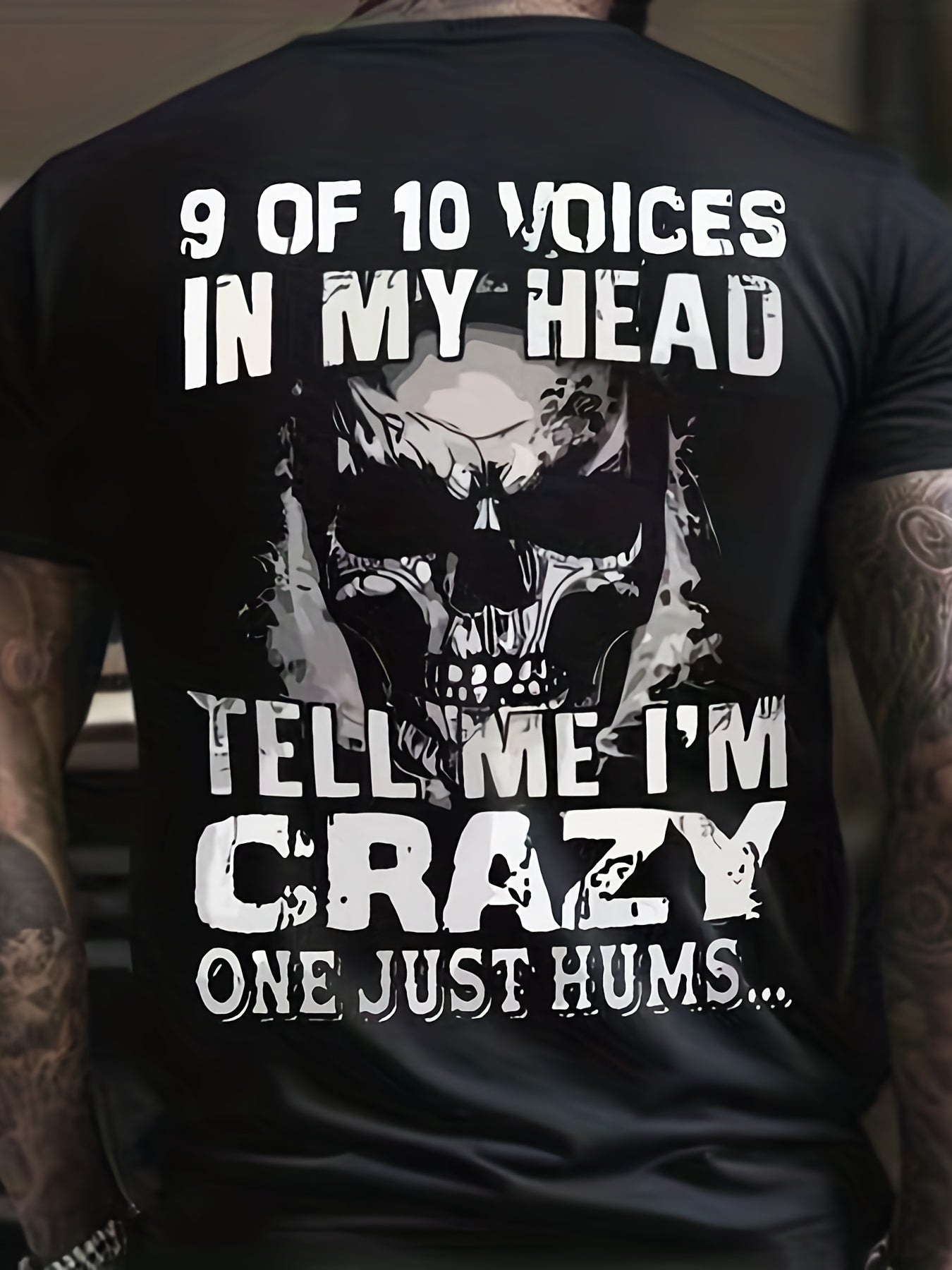 Plus Size Men's 3D Crazy Skull Graphic Print T-shirt, Street Style Tees For Summer, Slim Fit Short Sleeve Tops For Big & Tall Males, Men's Clothing