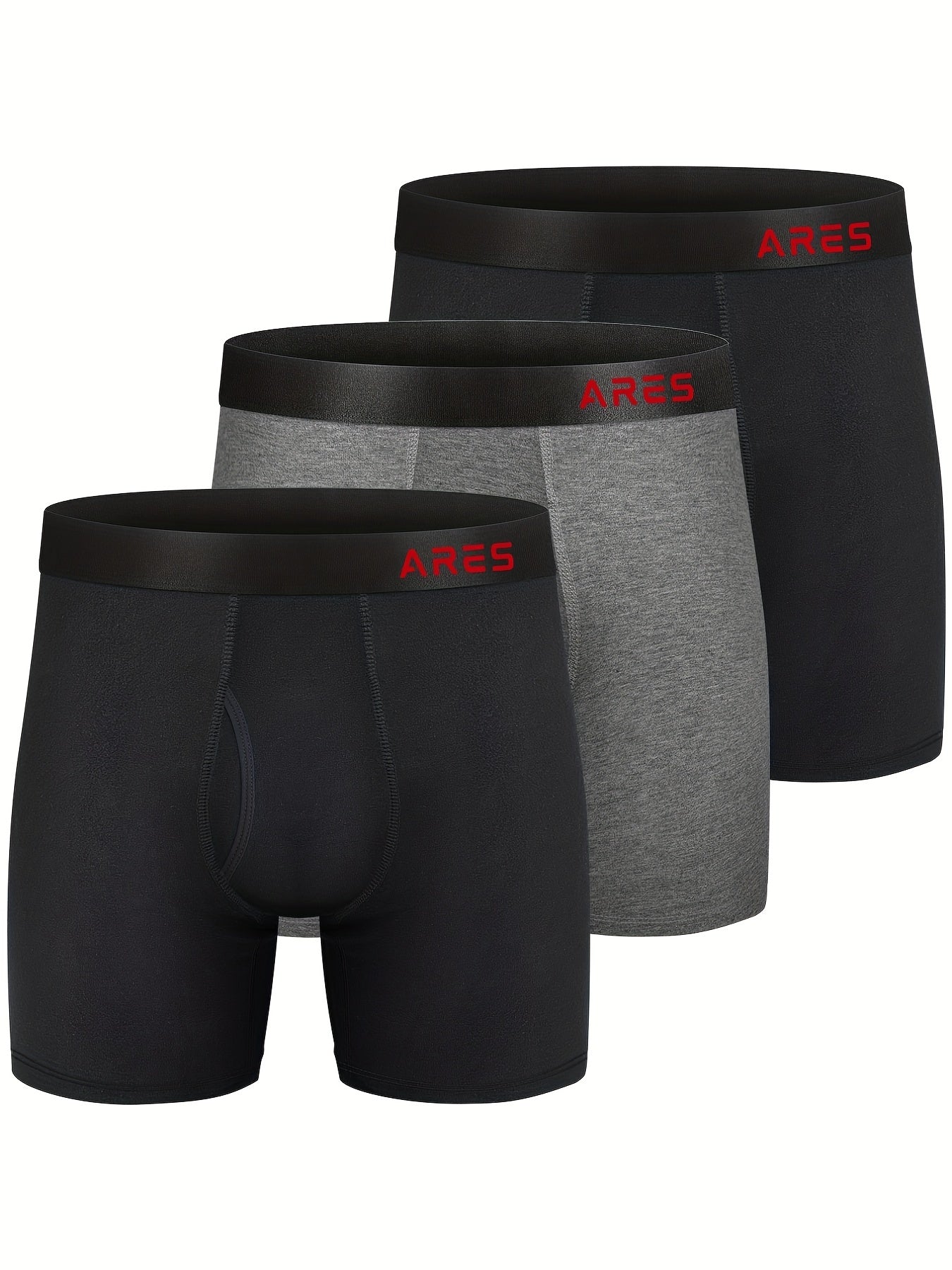 3 Stück Herren Bambus bequeme Seide lange Boxershorts, Mode Sport Slips, atmungsaktive bequeme Unterwäsche