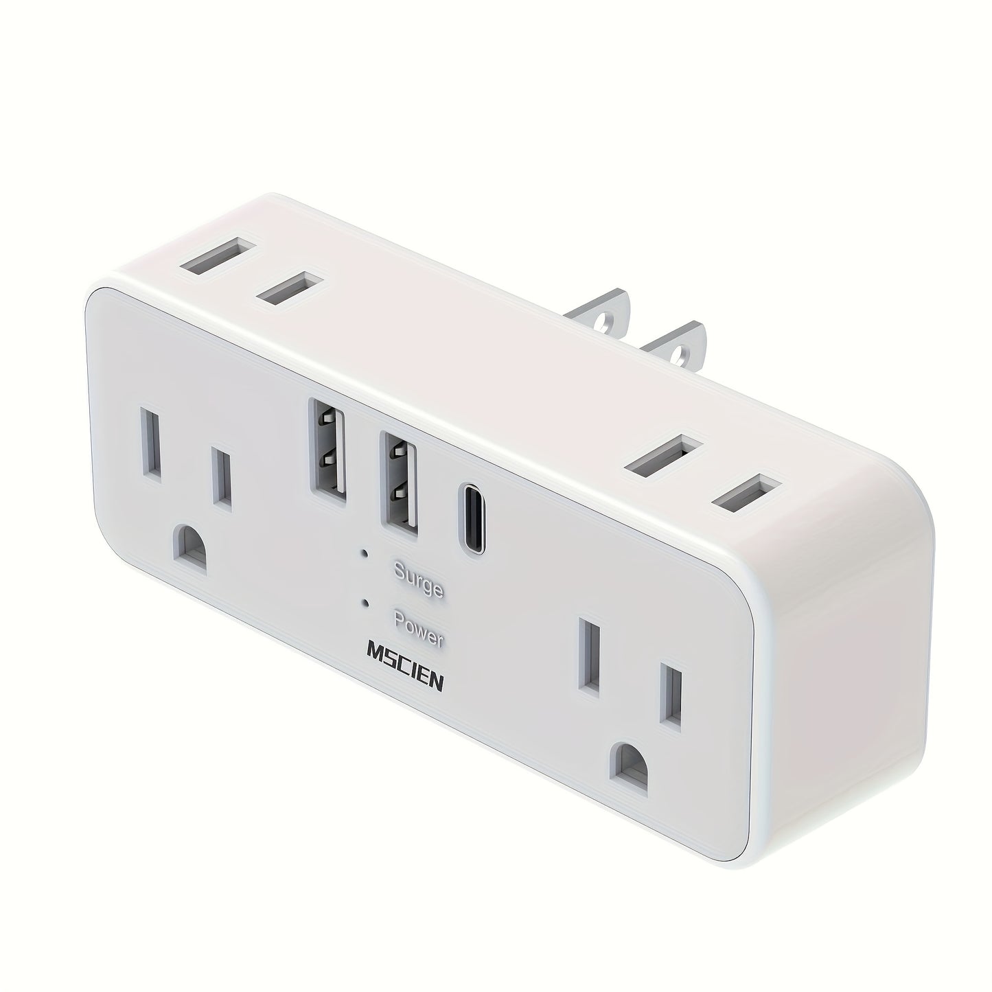 1pc US Plug Wall Socket With 2 USB 1 Type-C Charging Ports, Socket Extension, Surge Protection 6 Outlets Wall Charger With Hidden Plug, Travel Plug Adapter, America Japan China Mexico (Type A Plug)