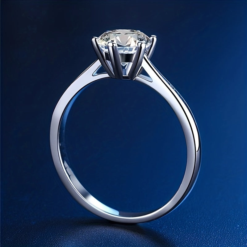 Anel de moissanite 1 \ u002F2 \ u002F3 \ u002F5ct Anel de noivado de prata esterlina 925 para mulheres, adequado para festas de banquetes, ocasiões oficiais, presente de aniversário