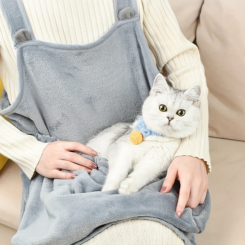 Acogedor delantal para mascotas para gatos pequeños y perros-Perfecto para viajes de invierno al aire libre-Características Bolsa colgante de pecho y bolsillo para dormir gato