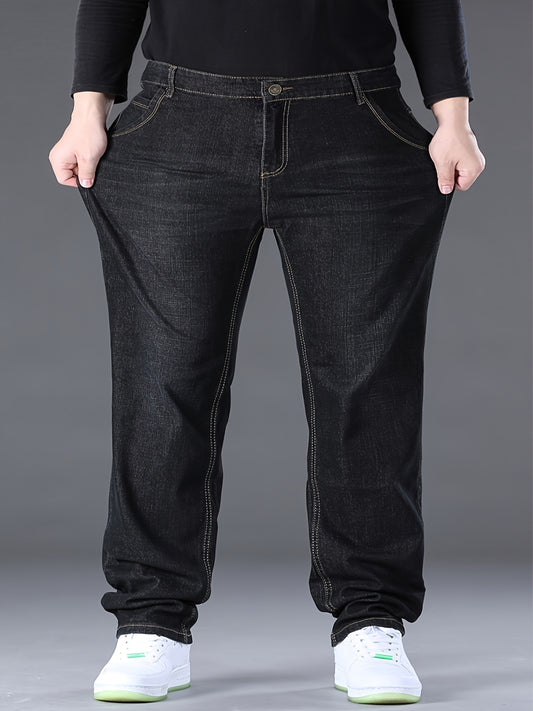 Plus Size Men's Stretch Jeans, Loose Straight Jeans For All Season For Big And Tall Guys Best Sellers Gifts