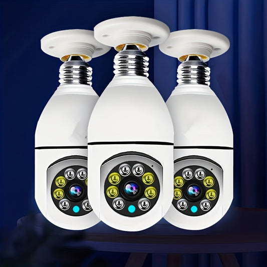 Secure Your Home 2.4GHz WiFi  HD E27 Bulb Camera With Automatic Tracking, Black-White Night Vision & Two-Way Audio WiFi Camera