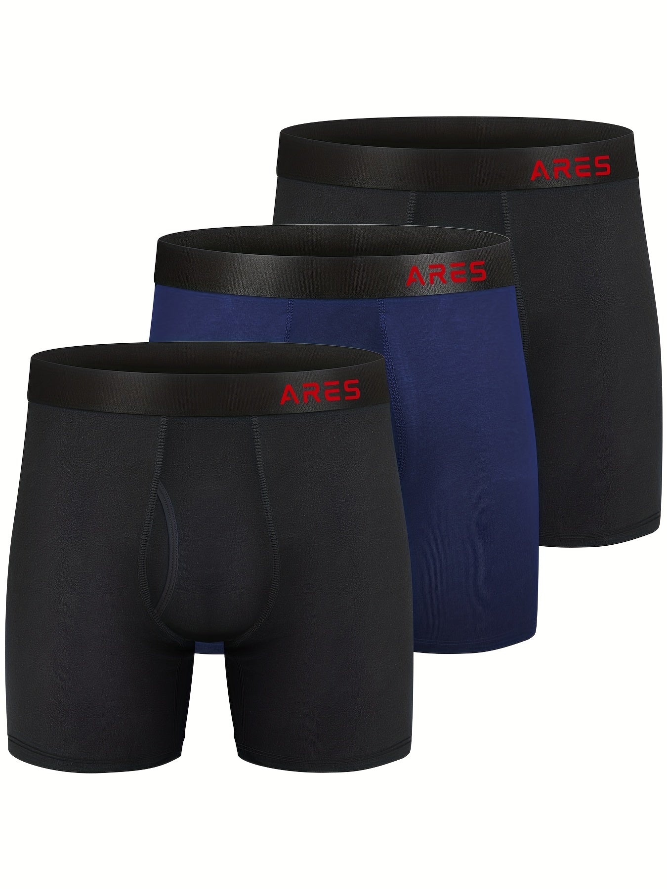 3 Stück Herren Bambus bequeme Seide lange Boxershorts, Mode Sport Slips, atmungsaktive bequeme Unterwäsche