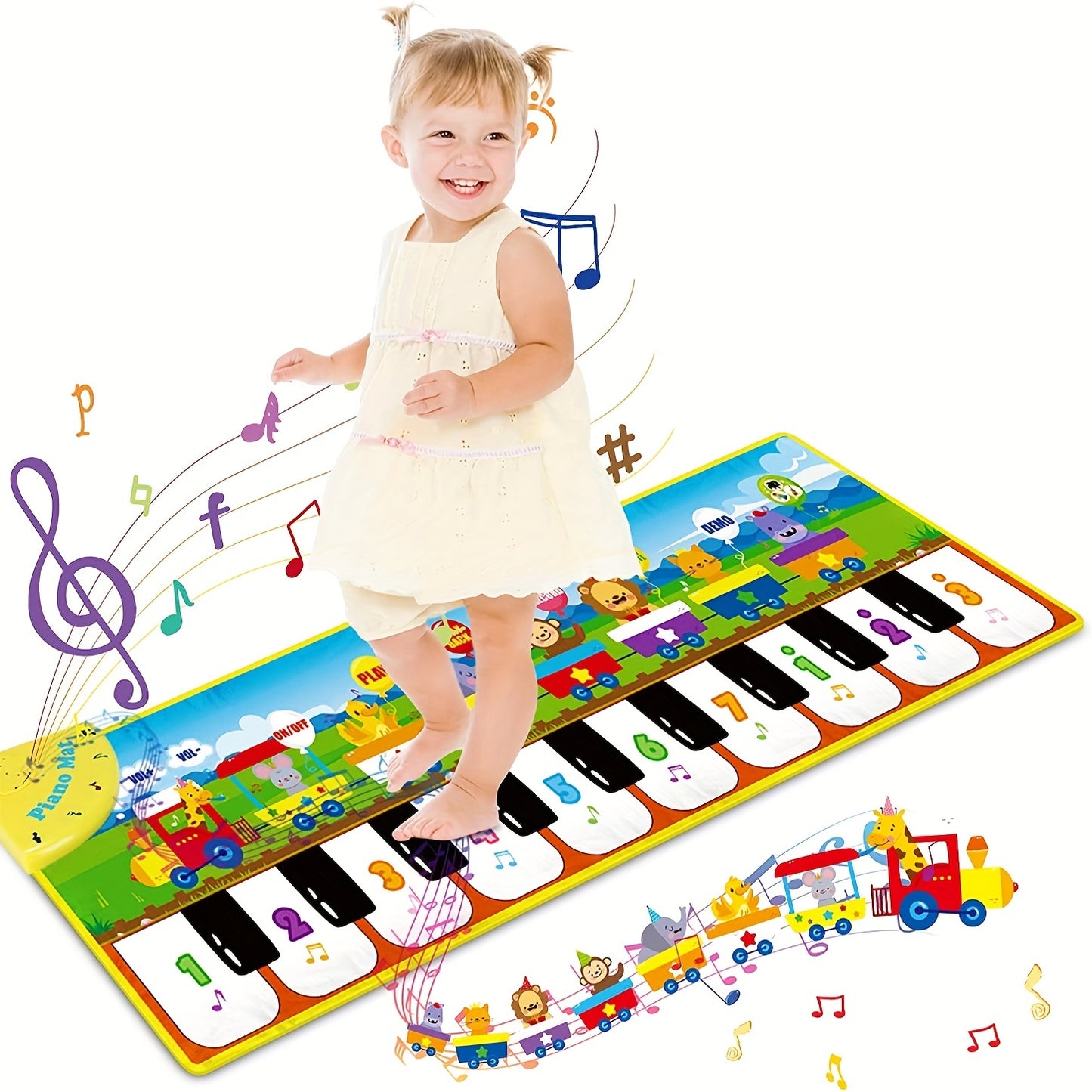 Estera de piano musical para niños, juguete de baile de piso con 10 canciones, 8 sonidos de animales, 5 modos. Teclado de los niños Manta Música Táctil Juego Mat, Música Juguete de Educación Temprana, Regalo Para Niñas Niños