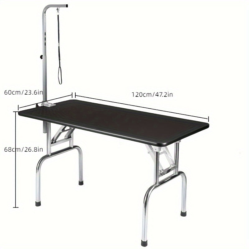 Table de toilettage pour animaux de compagnie en acier inoxydable-Bras de toilettage pliable réglable avec pince-Table spécialisée anti-dérapante pour chat et chien-Parfait pour les chiens de toutes tailles-Comptoir en caoutchouc