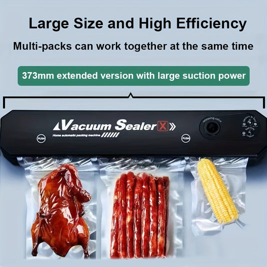Vacuum Sealer Machine Food Vacuum Sealer Automatic Air Sealing System For Food Storage Dry And Wet Food Modes Compact Design 14.6 Inch With 10Pcs Seal Bags (Black)