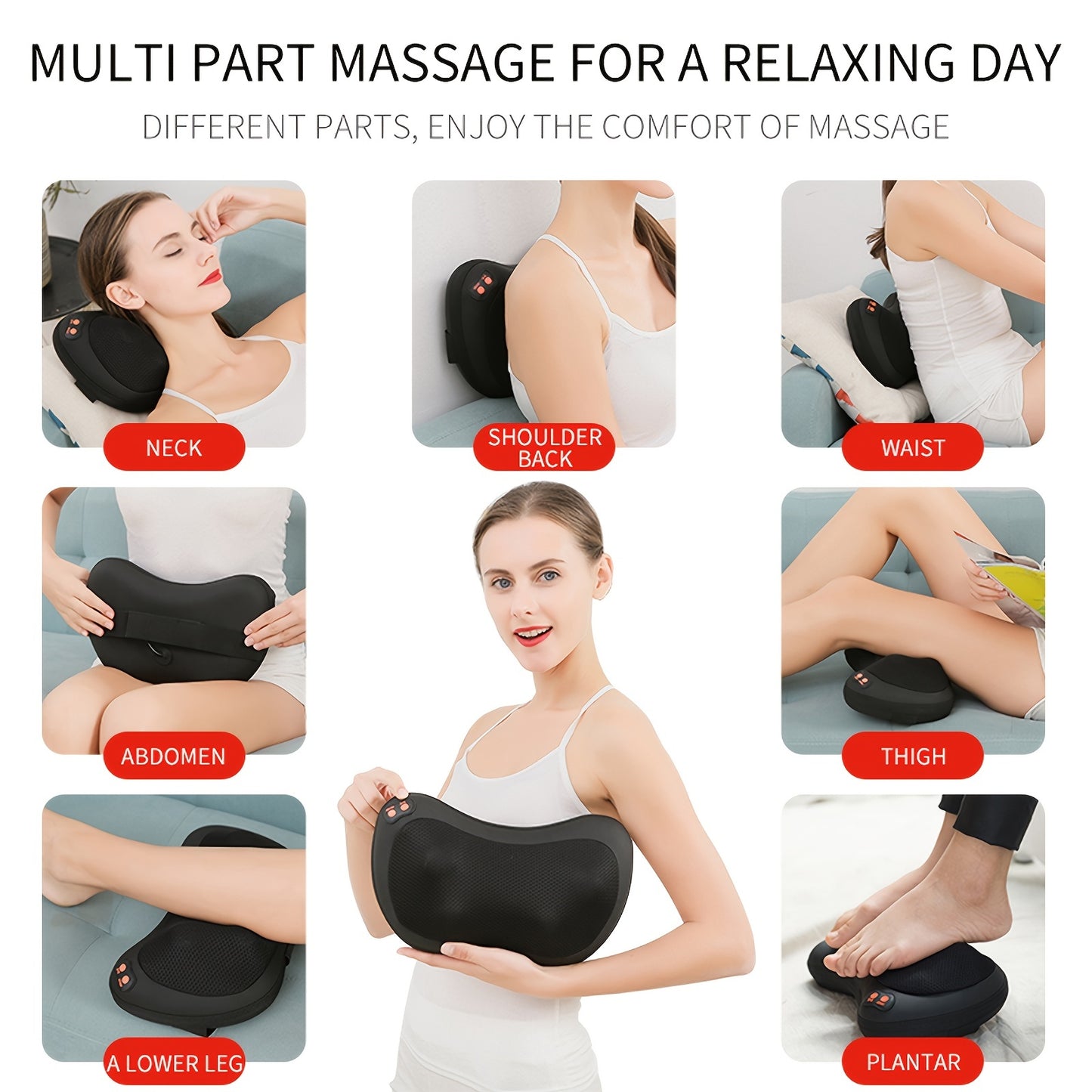 1pc chauffage cou masseur pour le dos et le cou avec des tissus profonds pétrissage, électrique dos Massage oreiller pour soulager les douleurs musculaires, utiliser à la maison voiture bureau