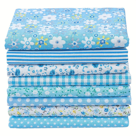 8pcs Tela acolchada Misscrafts 19,69X19,69 pulgadas Tela de algodón DIY Fabricación de suministros Craft Patchwork Paquete de tela Fat Quarter Pre-Cut Quilt Cuadrados para DIY Costura Scrapbooking Azul claro