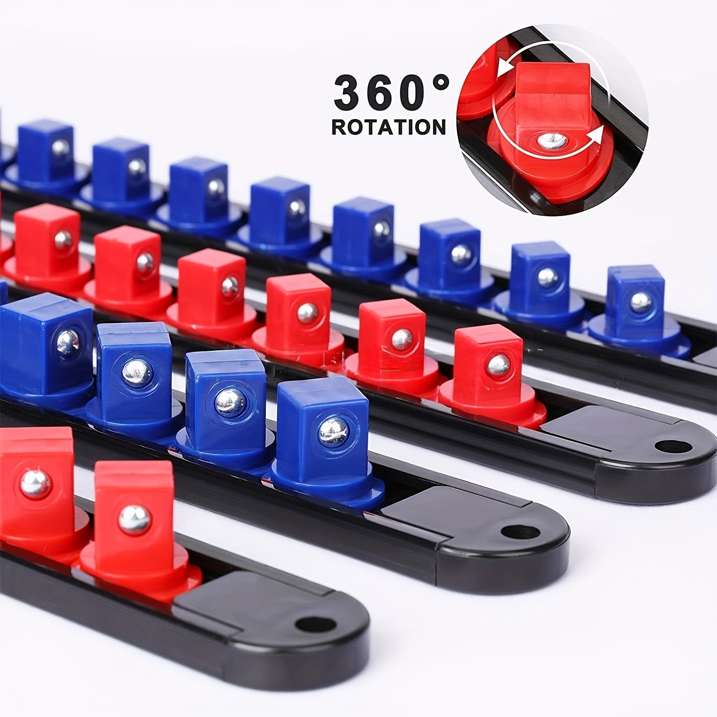 6pcs 360° Swivel ABS Socket Organizer, Drive Socket Holder, 1\u002F4\