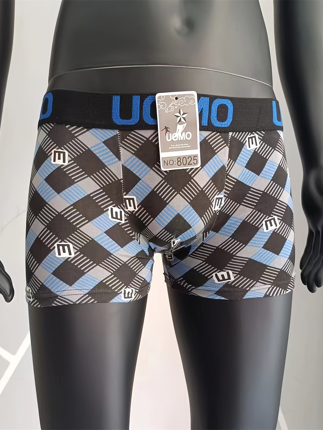 12 unids hombres casual Plaid Ropa interior, antibacterial transpirable cómodo secado rápido alto estiramiento Boxer Briefs Pantalones cortos, tamaño medio (S \ u002FM \ u002FL)