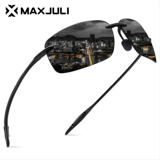 JULI Polarized Sunglasses: Perfect for Sports, Fishing, Golf, Surfing & Driving - Unisex Tr90 Rimless Frame Eyewear MJ8009