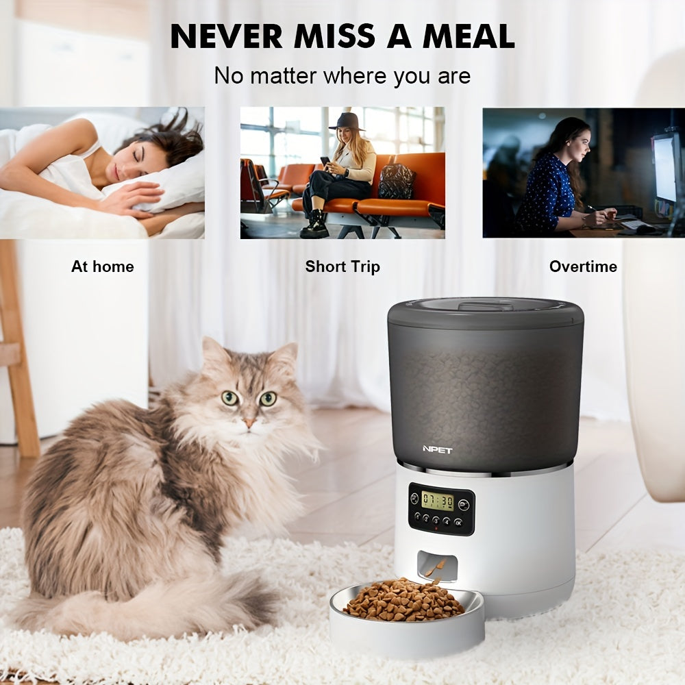 Automatic Pet Feeder, 1.06gal Moisture-Proof Cat Dry Food Dispenser, USB Rechargeable Timer Cat Food Feeder For Indoor Cats