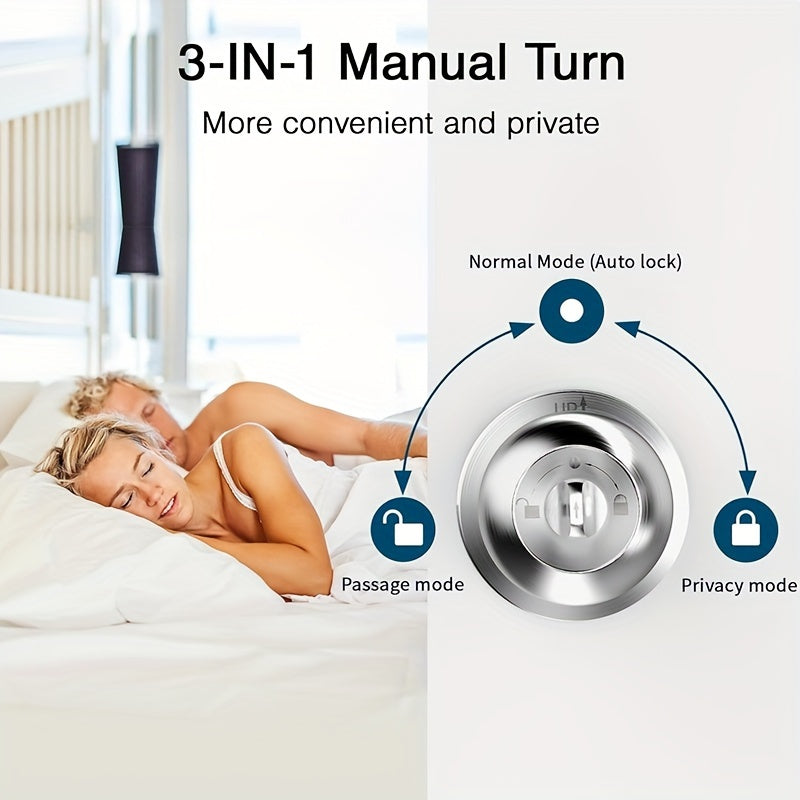 Smart Door Knob, Fingerprint Door Lock Smart Lock Biometric Door Lock Fingerprint Door Knob With App Control, Suitable For Bedroom,Cloakroom,Apartments Offices,Hotels - S10Y