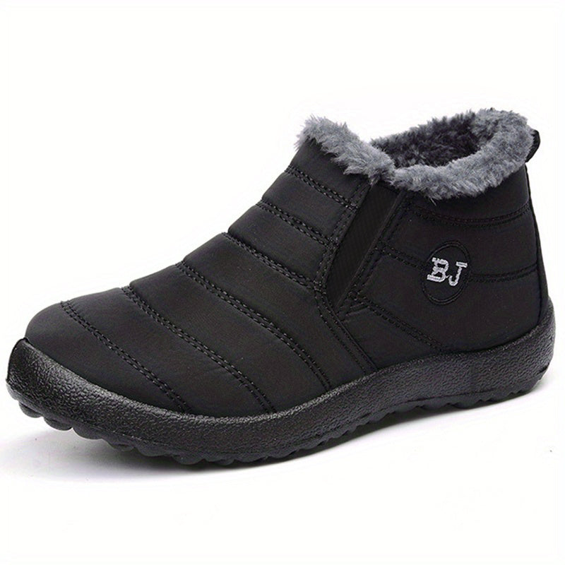 Women's Fleece Lining Snow Boots, Waterproof Slip On Thermal Ankle Boots, Winter Warm Plush Short Boots