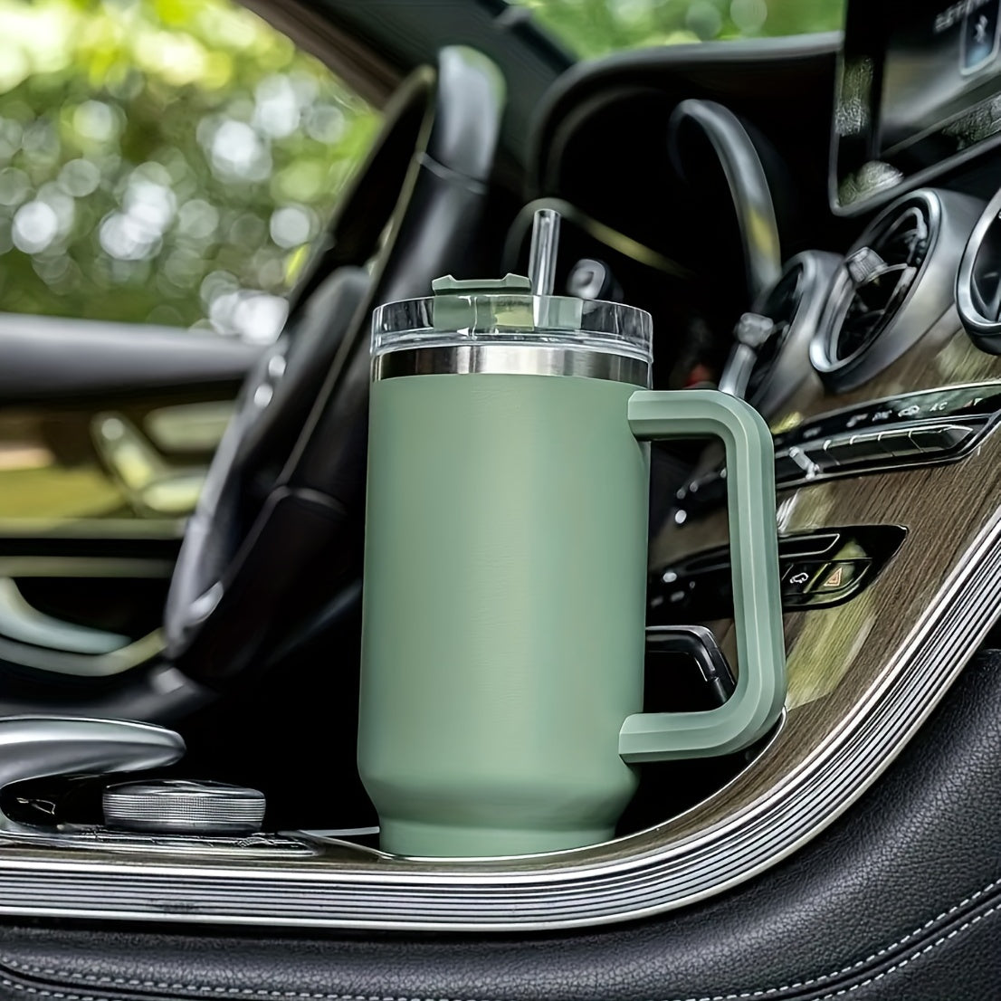 1pc, Tumbler mit Deckel und Stroh, 40oz Edelstahl Thermal wasser flasche mit Griff, tragbare Trinkbecher, für Auto, Heim, Büro, Sommer trinkwaren, Reise zubehör, Küchen artikel zu Hause, Geburtstags geschenke, Schul bedarf