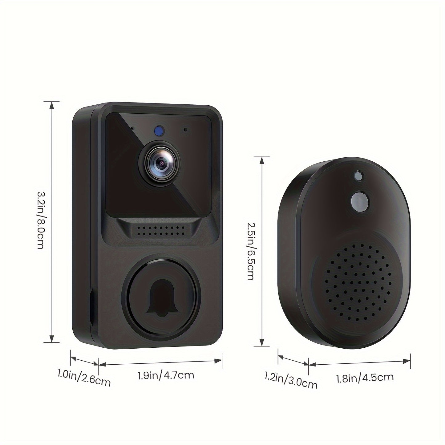 Timbre de la cámara inalámbrica, cámara de timbre de video inteligente con timbre, detección humana, conversación bidireccional, visión nocturna, alertas en tiempo real, almacenamiento en la nube, timbre interior incluido, WiFi de 2,4 Ghz, cámara de puert