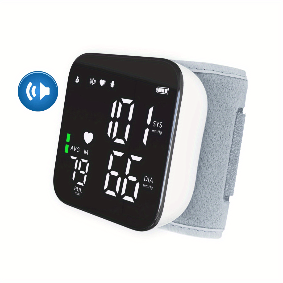 1pc Máquina de presión arterial Muñeca Monitor de presión arterial, LCD Ajustable Brazalete de Muñeca Monitor de Pulso con Detección Irregular de los Latidos del Corazón, Batería no incluida