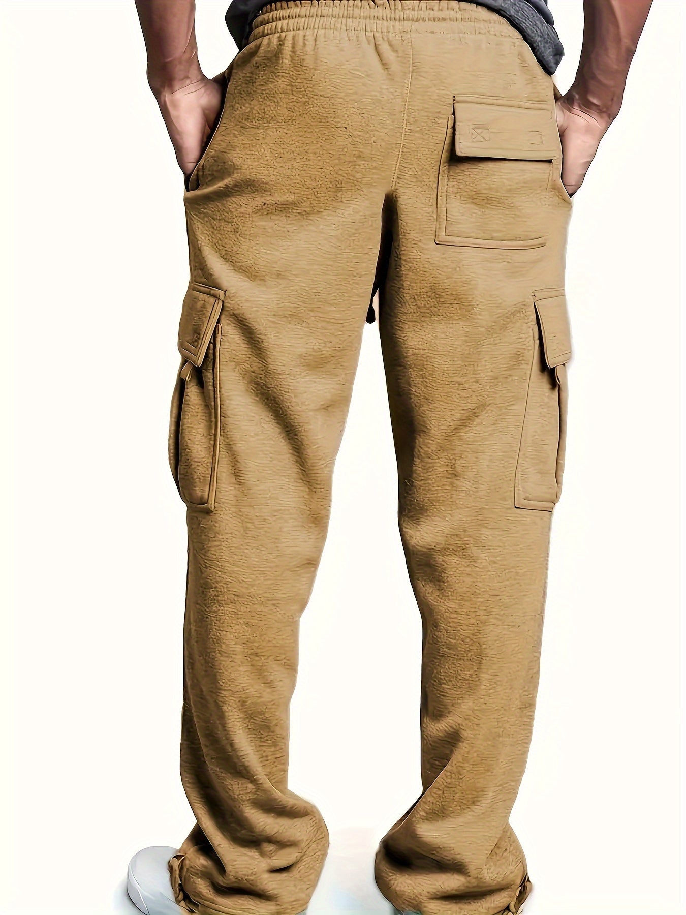 Men's Multi Pocket Cargo Pants, Casual Loose Fit Sports Pants