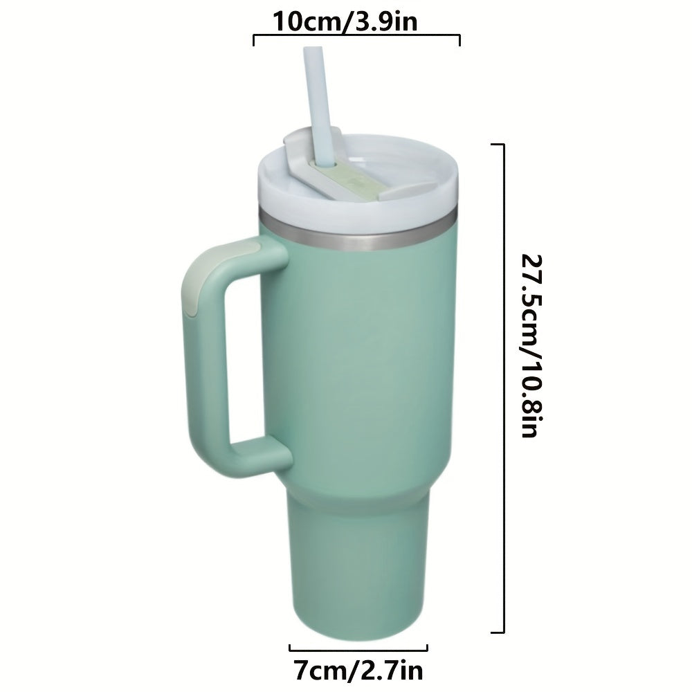 Grande tasse isolée en acier inoxydable de 40oz avec poignée portable et paille-Gardez les boissons froides pendant des heures, guidon double couche amélioré pour une prise en main confortable, conception étanche-Cadeau parfait pour les amateurs de plein 