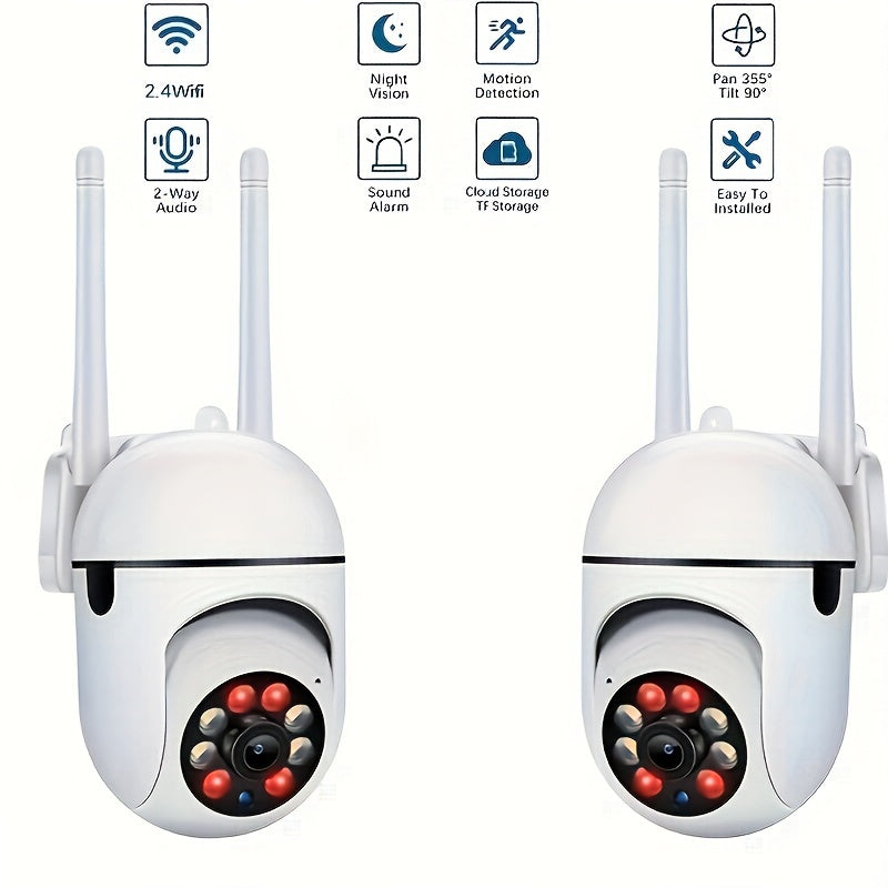 Câmera HD de 2,4 GHz, câmera WiFi sem fio de alta definição de 3 MP, câmera de segurança externa doméstica 1080p, com comunicação bidirecional, detecção móvel, rotação de 360 °, câmera infravermelha de visão noturna de alta definição para segurança domést