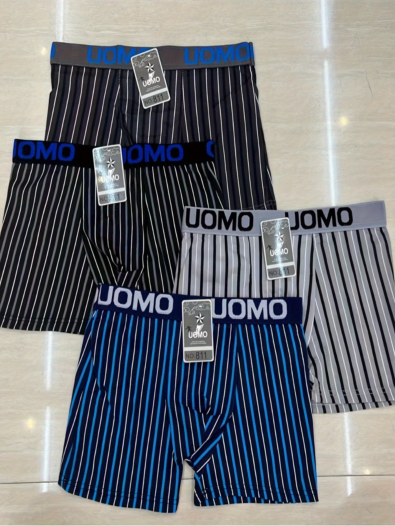 12 unids hombres casual Plaid Ropa interior, antibacterial transpirable cómodo secado rápido alto estiramiento Boxer Briefs Pantalones cortos, tamaño medio (S \ u002FM \ u002FL)