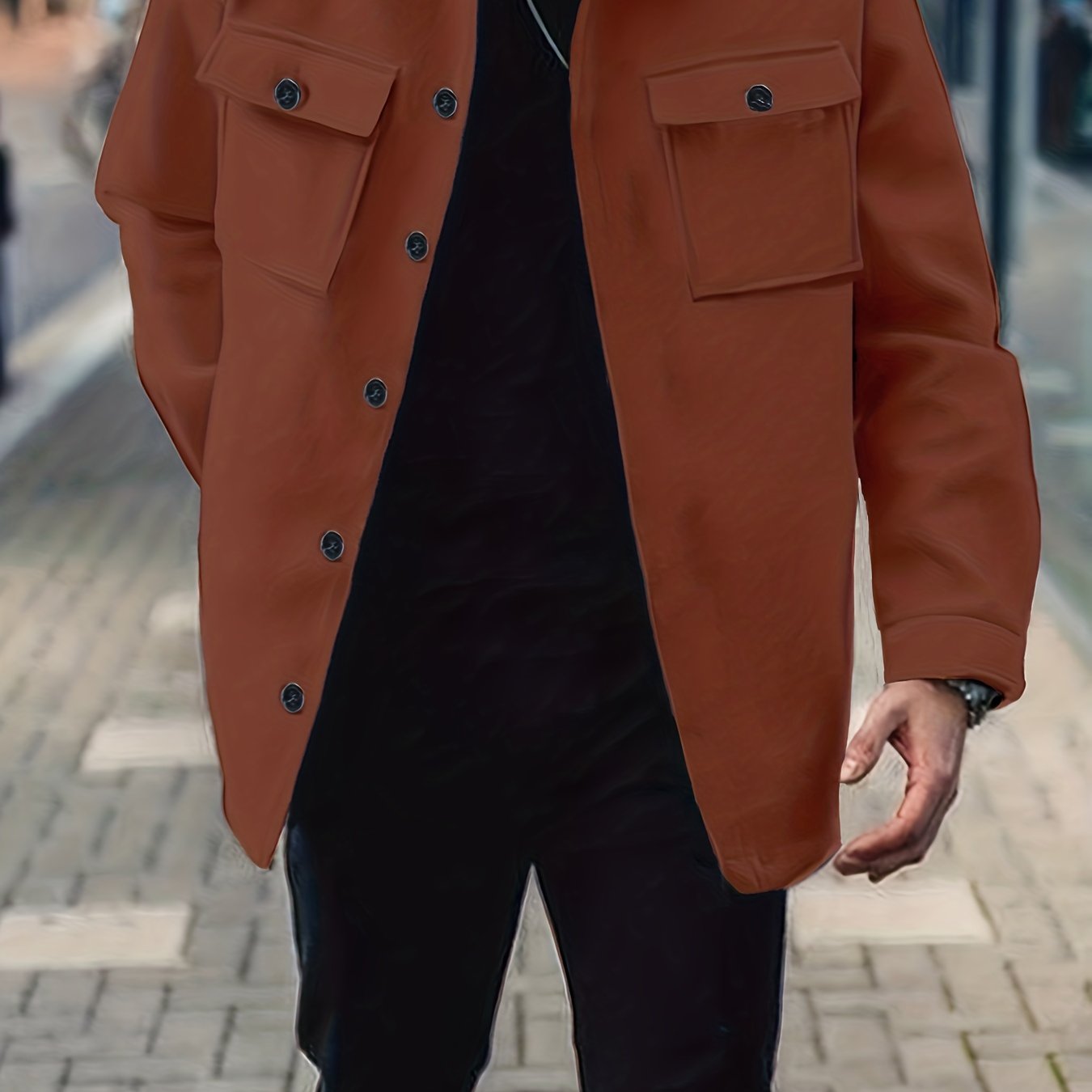 Veste polaire unie à la mode pour hommes, avec poches, manteau décontracté surdimensionné pour hommes grands et grands, grande taille, printemps-automne