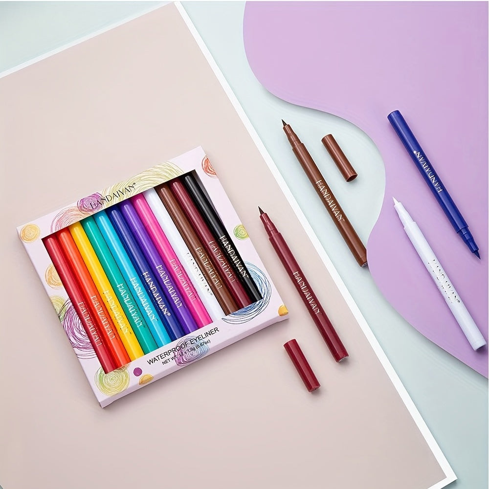 12 Couleurs Mat Liquide Eyeliner Ensemble Arc-En-Ciel Coloré Néon Crayon Pigmenté Étanche Smudge Preuve Longue Durée Gel Eye Liner De Noël Maquillage Cadeau Kit Pour Les Femmes