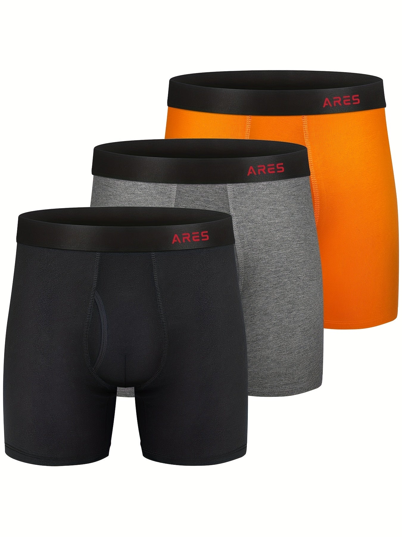 3 peças cuecas boxers longas de seda confortável de bambu masculina, cuecas esportivas da moda, roupa íntima respirável e confortável