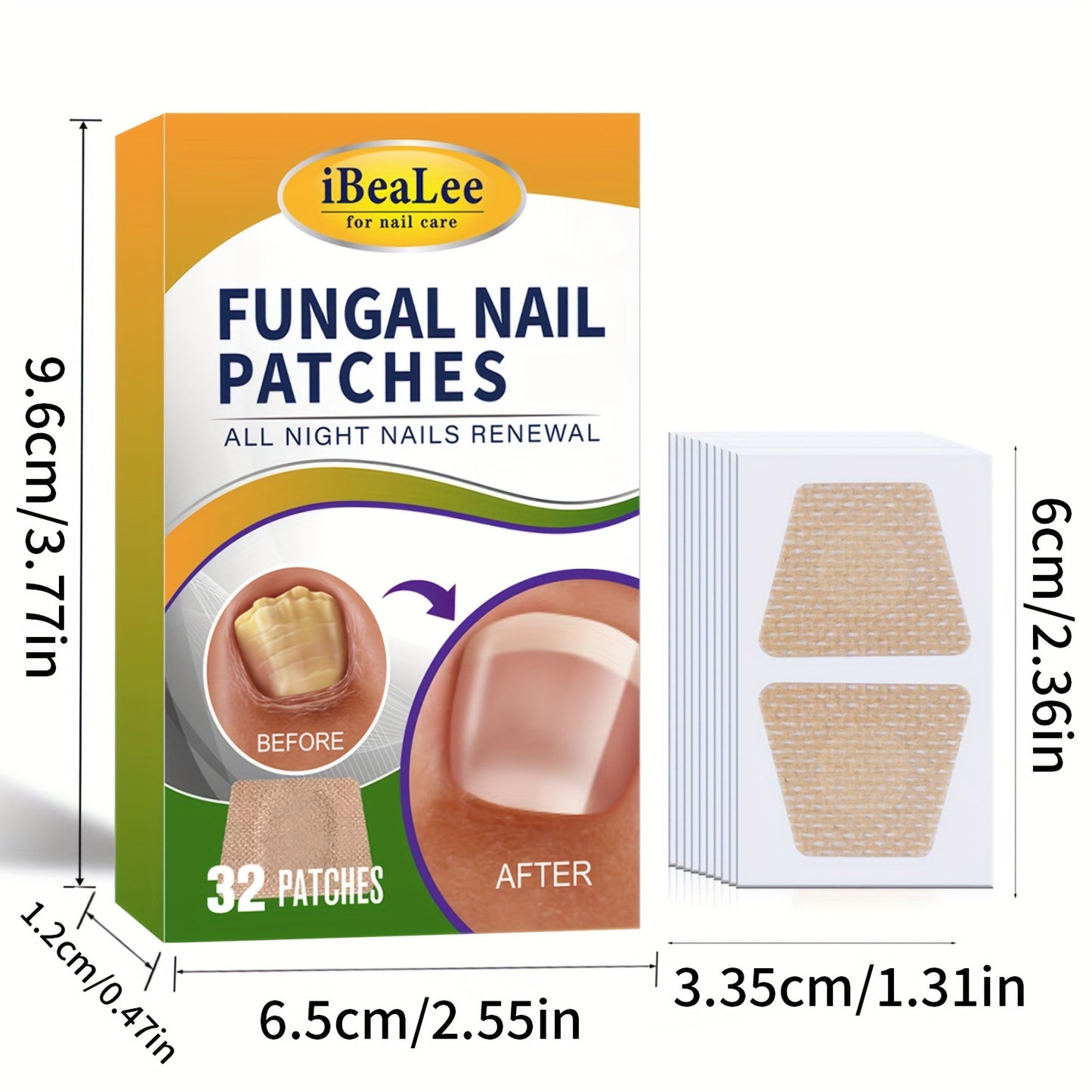 32pcs Fungal Nail Patches,Extra Strength Toenail Fungus Treatment For Toenail Or Fingernail,Nail Repair Patches, Nail Renewal Patches For Damaged & Discoloration Nail,Fast And Effective Fingernails & Toenails Care